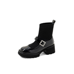 COMELY Sock Boots PU Ankle Boots 5.5cm Women"s Black