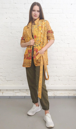 Трикотажный жакет "Гротеск с птицами", по мотивам фламандской шпалеры середины 16 века, серия "Гротеск"