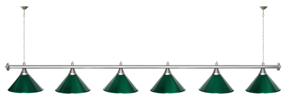 Лампа STARTBILLIARDS 6 пл. (плафоны зеленые,штанга зеленая,фурнитура золото)