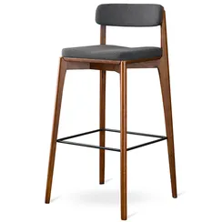 Барный стул Aska, 79 см, орех, темно-серая рогожка