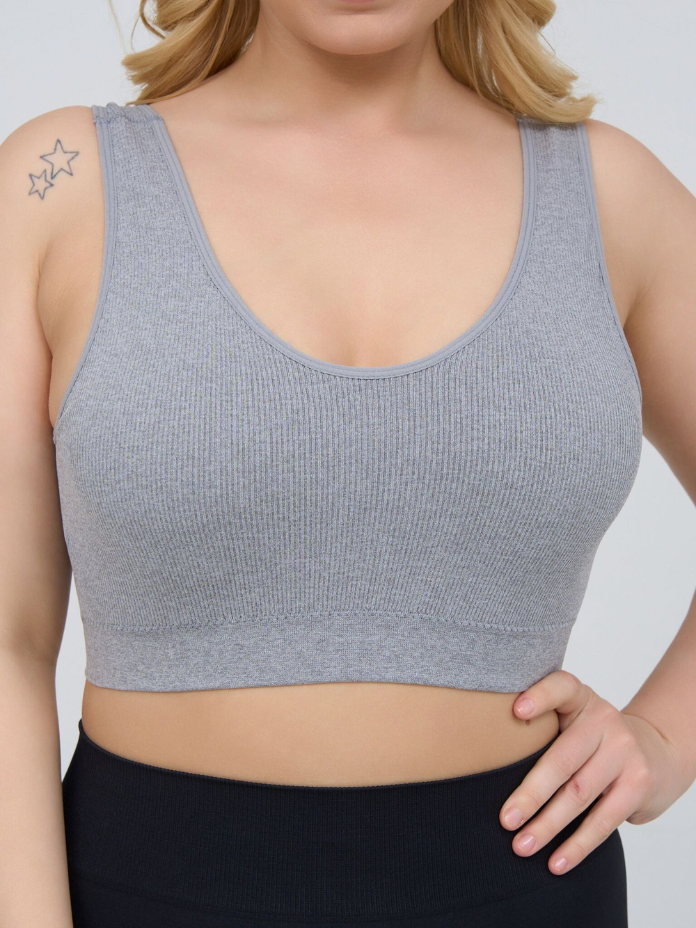 Бюстгальтер-топ в мелкий рубчик (Размер: XL) (Цвет: белый)