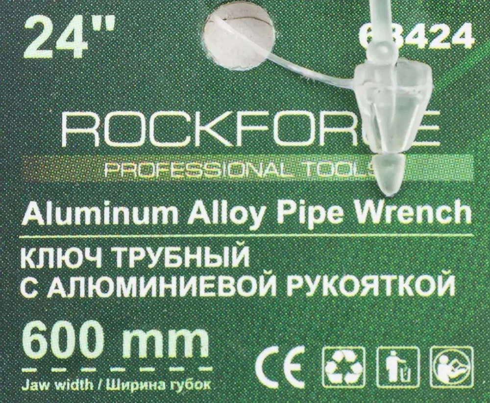 Ключ трубный с алюминиевой рукояткой 24'',max ? захвата 80мм RockForce##Rock FORCE RF-68424
