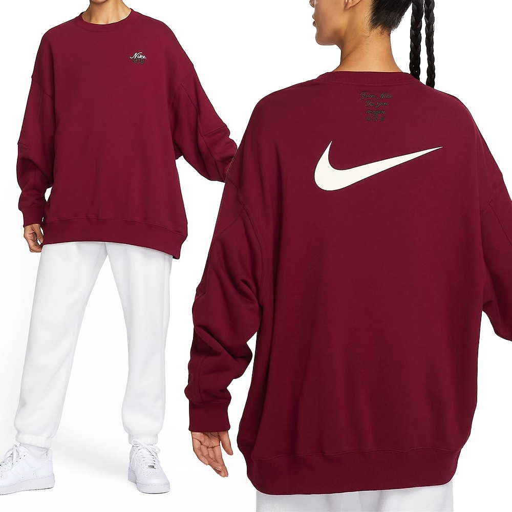 Свитшот Nike Alphanumeric Ribbed Crew, бордо