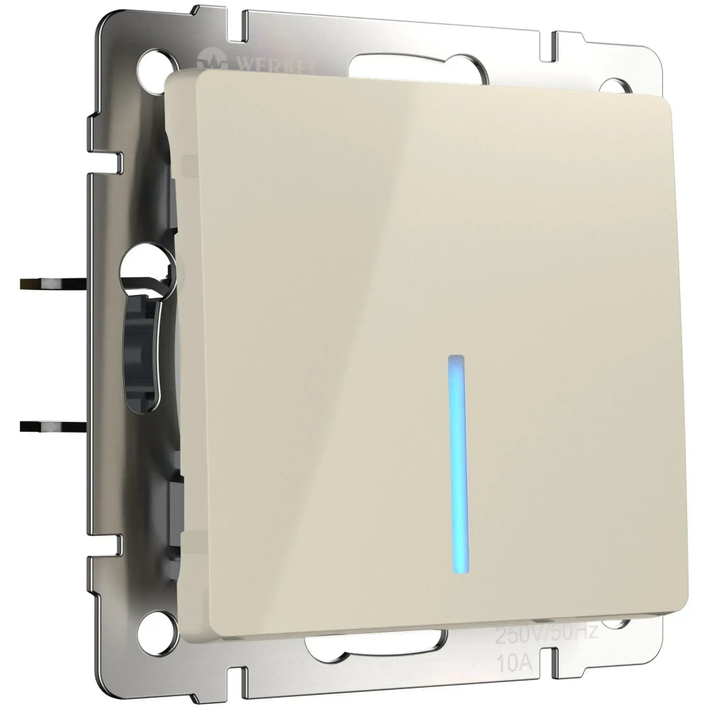 Выключатель одноклавишный проходной с подсветкой (слоновая кость глянцевый) W1112103