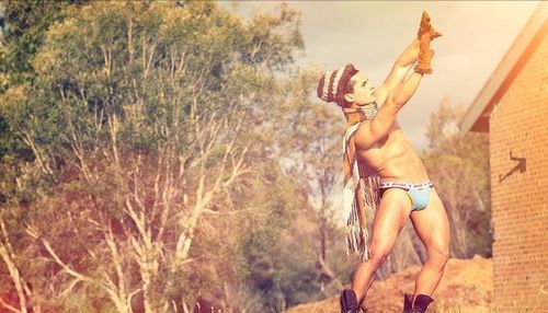 Мужские трусы брифы красные с голубой вставкой Aussiebum Red Bried