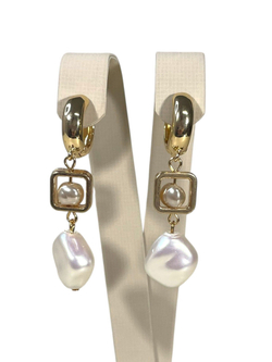 Серьги конго жемчужина в квадрате