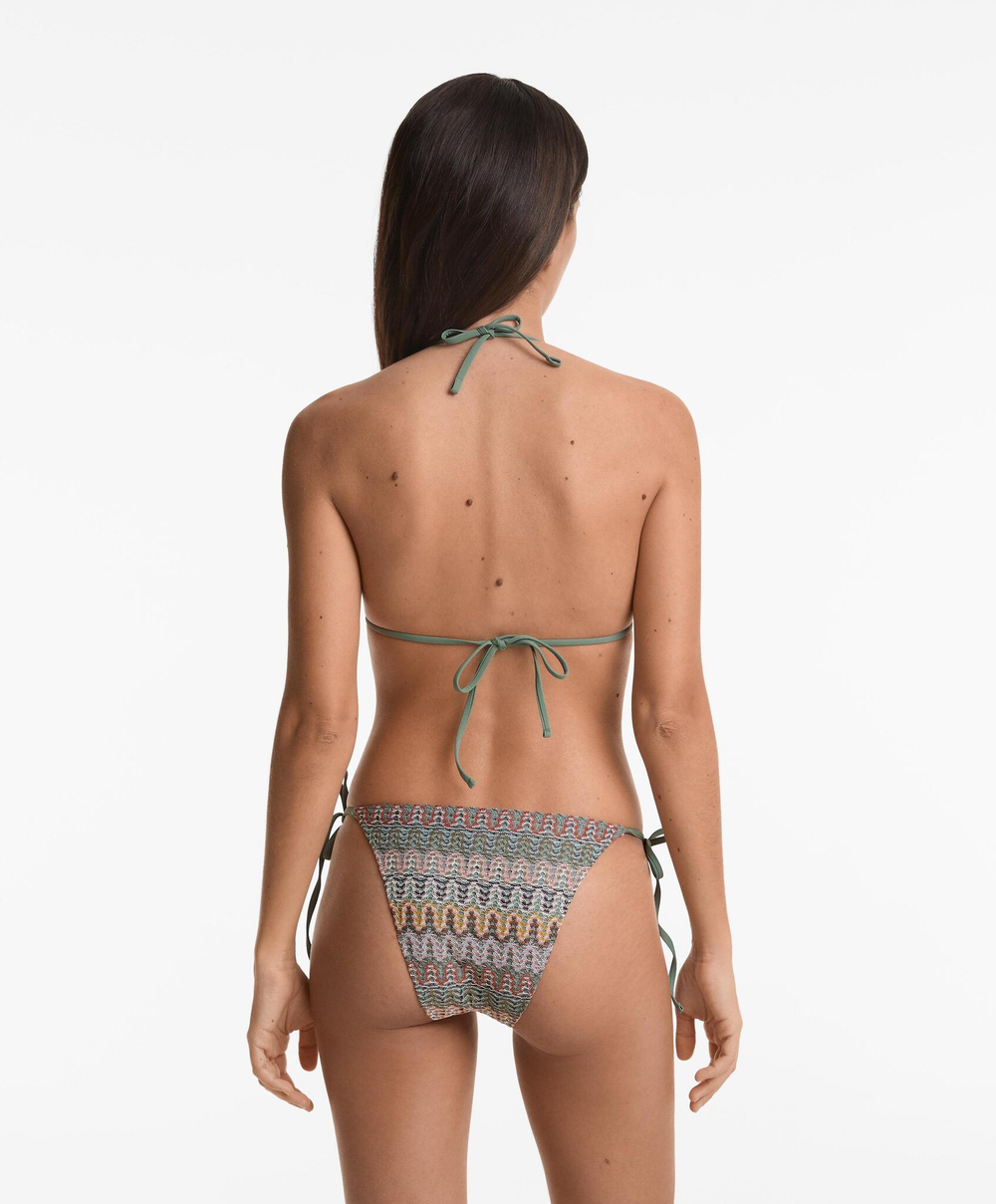 OYSHO Вязаный крючком треугольный топ бикини, аквамариновый