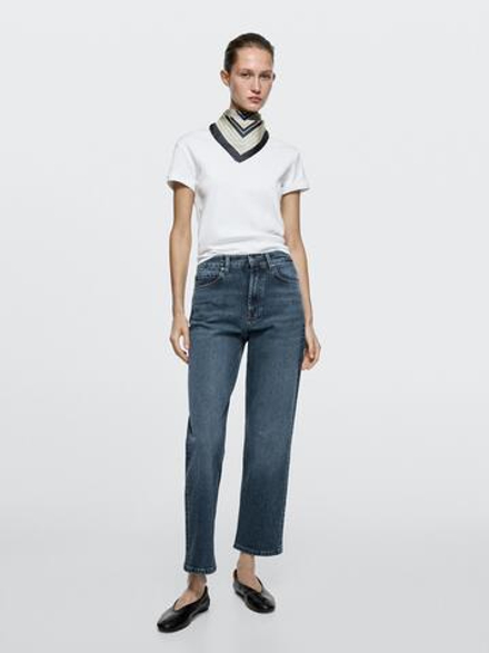 Massimo Dutti Джинсы прямого кроя со средней посадкой, средне-синий