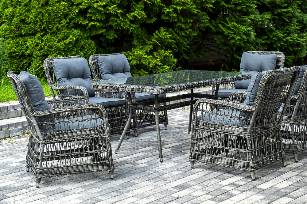 "Цесена" обеденная группа плетеная из искусственного ротанга, цвет графит