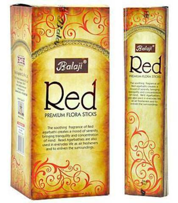 Balaji Red Благовоние-масала Красный (цветы афродезии, розы, лотоса) 12 шт