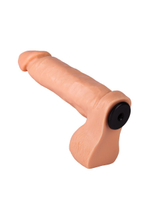 Реалистичная насадка-фаллос на трусиках с плугом - 19 см. (Цвет: телесный с черным)