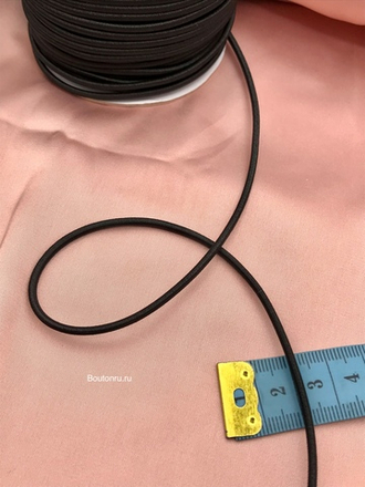 Шнур эластичный черный (шляпная круглая резинка)