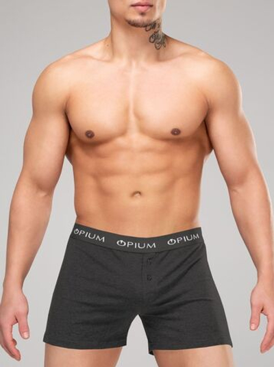 Мужские трусы-шорты с пуговицами (Размер: S) (Цвет: темно-серый)