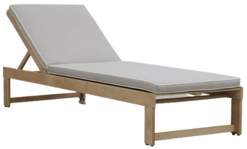 Шезлонг деревянный с матрасом Tagliamento Liam, натуральный, светло-голубой
