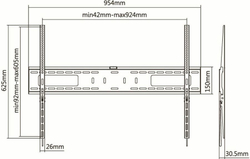 Кронштейн для телевизора Ultramounts (UM 815F) черный 60"-100" макс.75кг настенный фиксированный