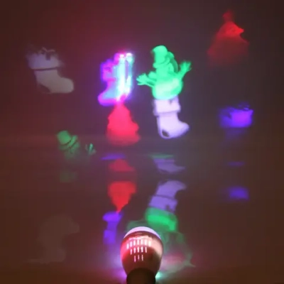 Диско-лампа «Новый год» XL-715, цоколь Е 27 с переходником, 2 набора картинок (220V)