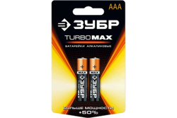 Щелочная батарейка Зубр 1.5 В, тип ААА, 2 шт, Turbo-MAX 59203-2C_z01