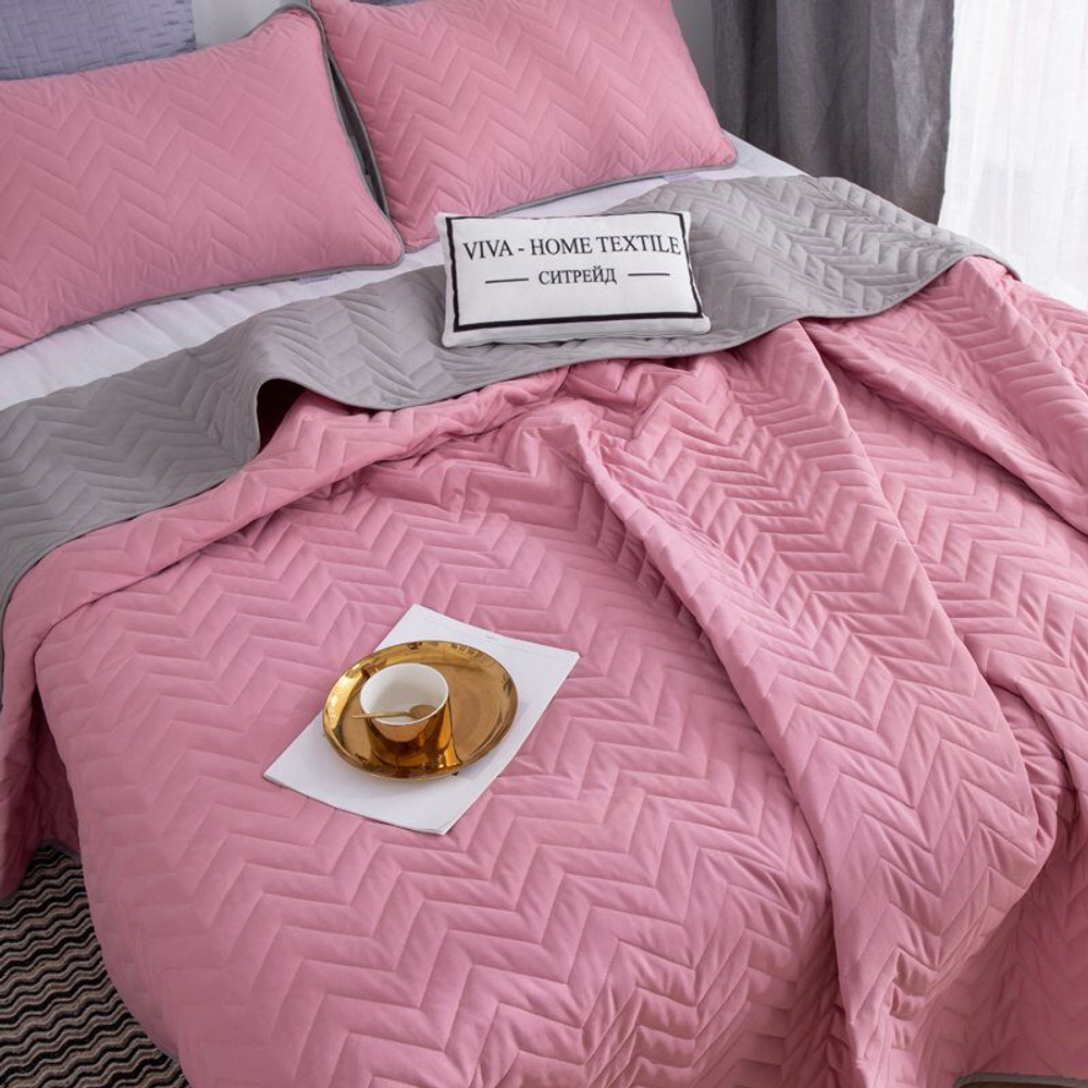 Покрывало однотонное двустороннее ODP008, размер 160*220, наволочка 50-70 1 шт