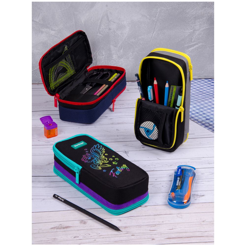 Пенал 2 отделения, 205*80*55 Berlingo "Pegas", полиэстер, внутр. органайзер, магнит