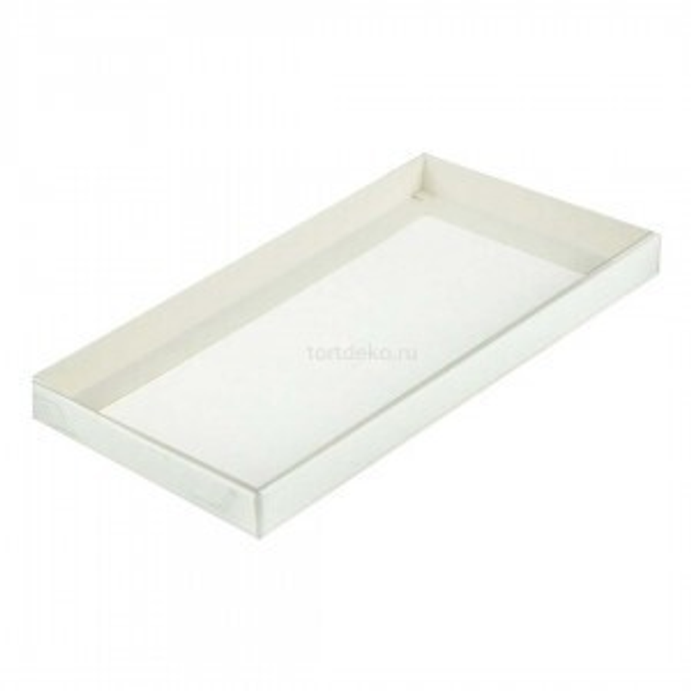 Коробка для дубайского шоколада с пластиковой крышкой 180*90*25 мм (белая)