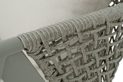 "Амстердам" диван 2-местный плетеный из роупа, каркас алюминий, роуп серый круглый, ткань серая