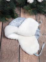 шапка зимняя ушанка вязаная с мехом