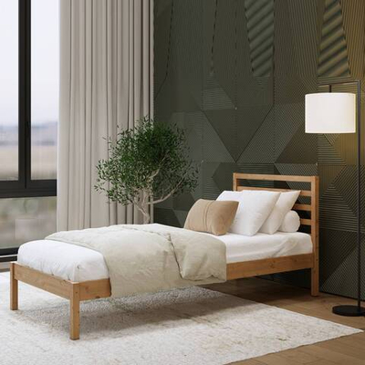 Односпальная кровать, ТИРАНА, 90х200 см, светло-коричневый