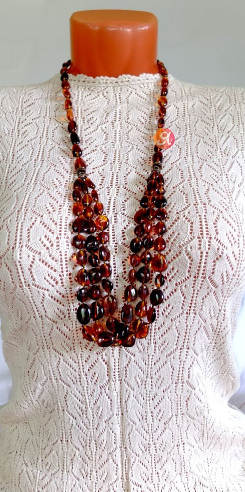 Колье из янтаря в три ряда (7405)