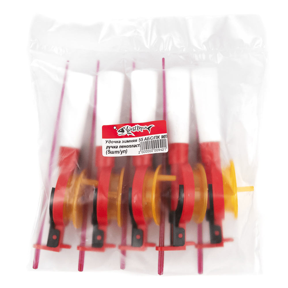 Удочка зимняя Westman 55АБС/ПК МЛ, пенопластовая ручка (35см, 5шт/уп)