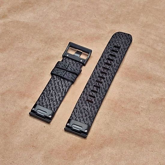 Ремешок нейлоновый 22 мм жакардовое плетение для Garmin MARQ / Epix / Fenix (47 мм) (Черно-серый)