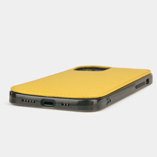 Накладка для iPhone 12/12Pro из кожи теленка, желтого цвета