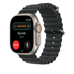Ремешок Apple Ocean Band, чёрный со светлой пряжкой, для Apple Watch 44, 45, 46 мм и Ultra 2–3 (дизайн 2024) Ремешок «Океан» из фторэластомера с застёжкой из титана