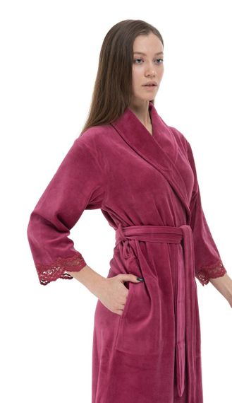 Халат женский с кружевом 0383/1 бордо NUSA Турция