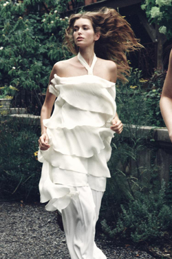 ZARA МИНИ-ПЛАТЬЕ С ВОЛАНАМИ, ЭКРЮ