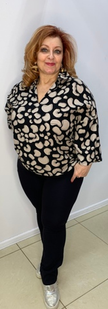 Блузон-поло в черно-бежевых тонах