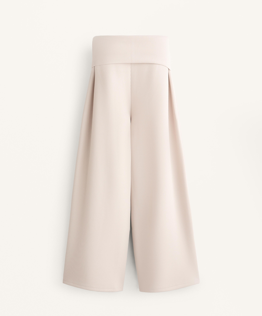 OYSHO Брюки широкого кроя в рубчик, норка