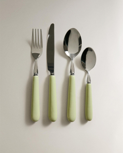 Zara Home набор столовых приборов из нержавеющей стали, цвет зелёный, 22 см