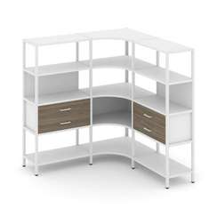 Shelf System Трехсекционный угловой стеллаж четырехярусный с ящиками SN.STMU-431 Белый/Вяз Благородн