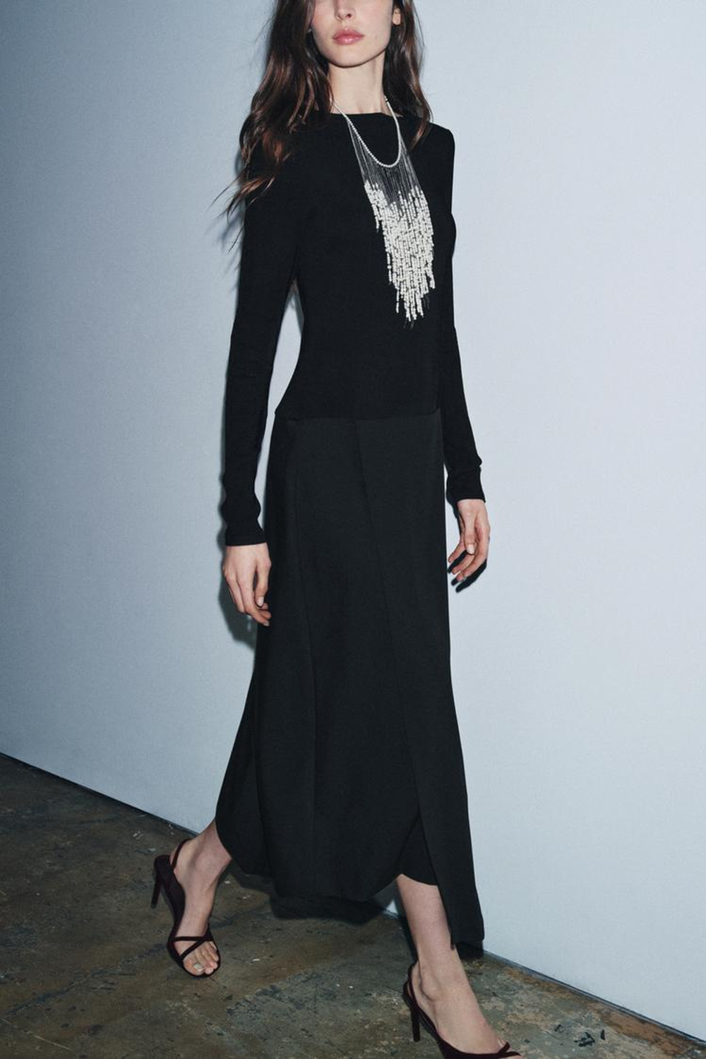 ZARA КОМБИНИРОВАННОЕ ПЛАТЬЕ — ZW COLLECTION, ЧЕРНЫЙ