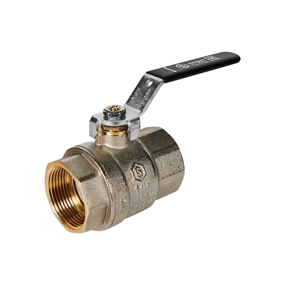 Кран шаровой полнопроходной STOUT - 1"1/4 (ВР/ВР, PN40, Tmax 150°C, ручка-рычаг черная)