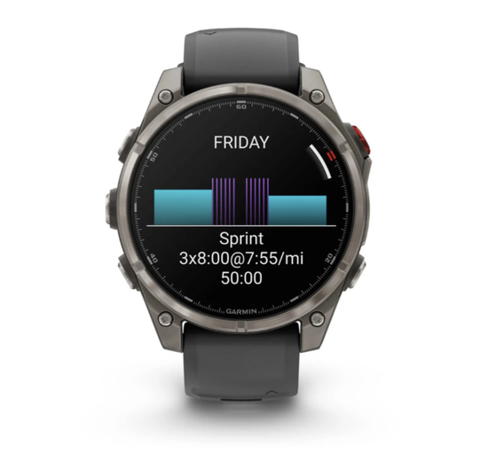 Умные часы Garmin Fenix 8 PRO, 47 мм, AMOLED, Sapphire, Titanium with Graphite/Black Silicone Band