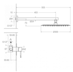 Встраиваемый смеситель для душа на 1 выход с тропическим душем ODISEA K3918013NM черный