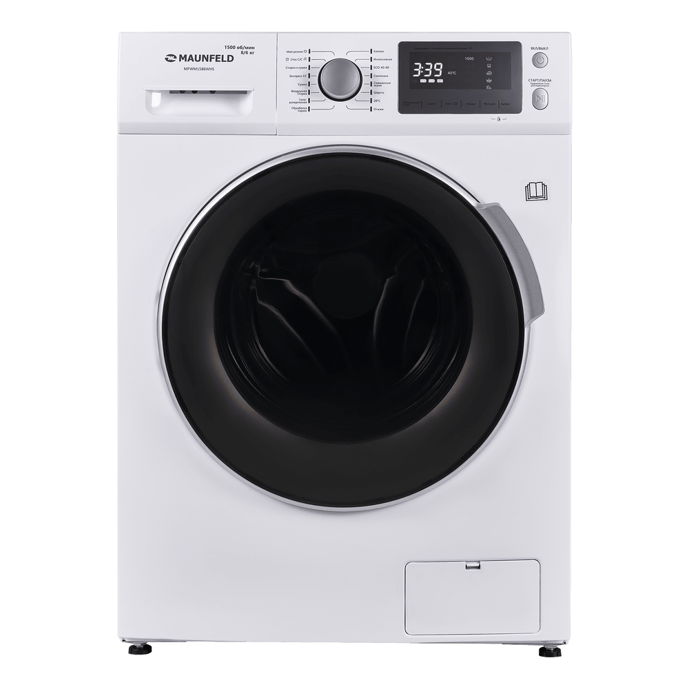 Стиральная машина c сушкой инвертором и паром  MAUNFELD MFWM1586WHS 8 кг./6 кг. сушки