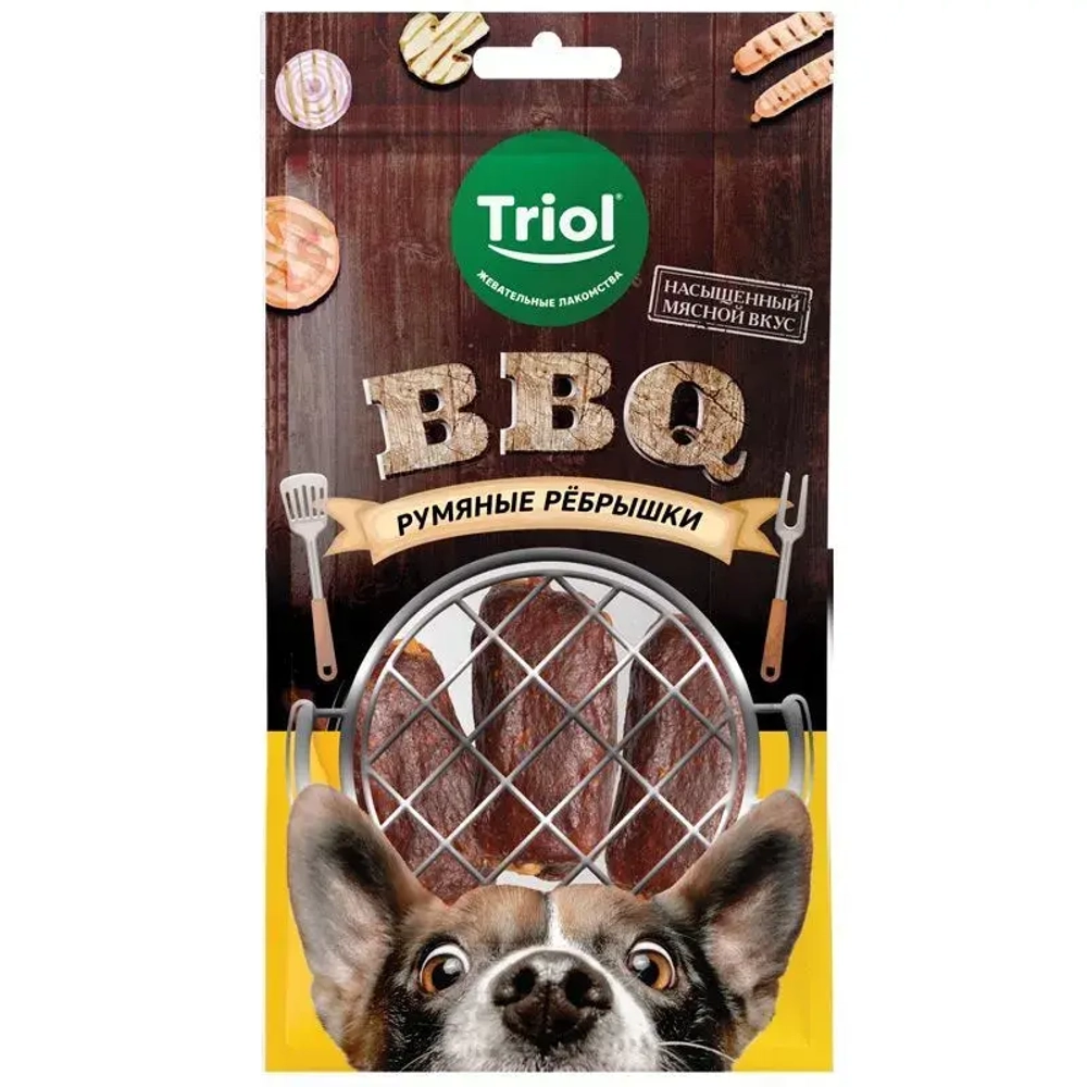 Лакомство для собак Румяные рёбрышки, 110г серия BBQ Triol