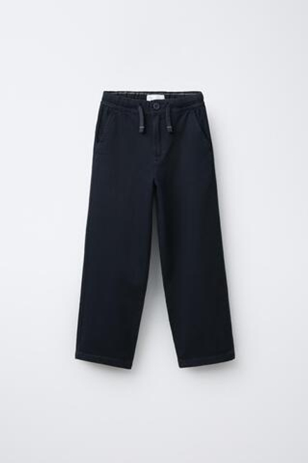 ZARA БРЮКИ КОМФОРТНОГО КРОЯ ИЗ ТКАНИ С РЕЛЬЕФНЫМ УЗОРОМ, МОРСКОЙ СИНИЙ