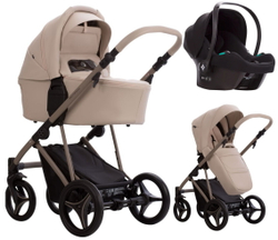 Детская коляска Bebetto Pelpasso Pro 3 в 1 с автокреслом Avionaut Cosmo 02 св.бежевая кожа