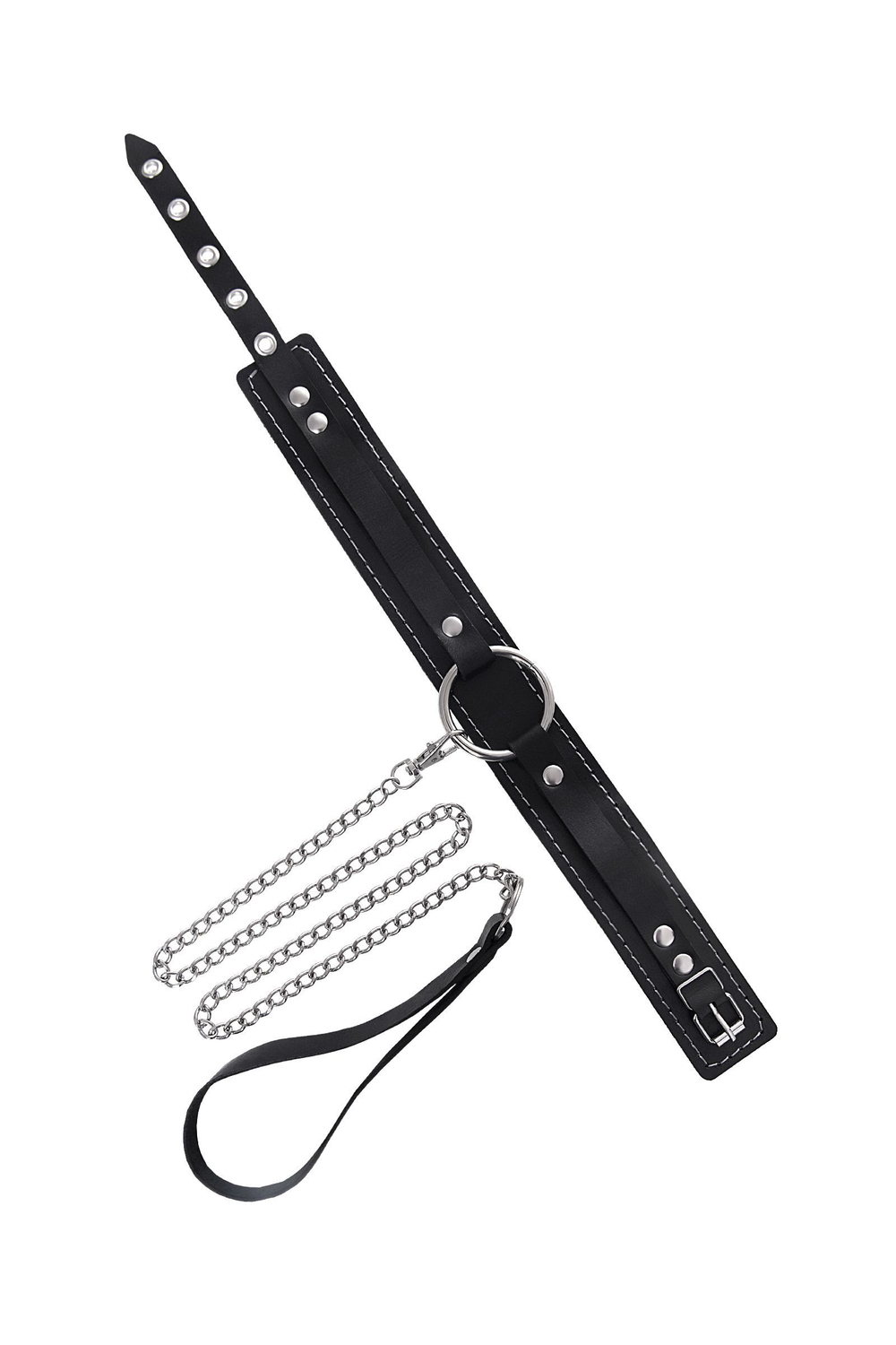 Кожаный ошейник-чокер с поводком