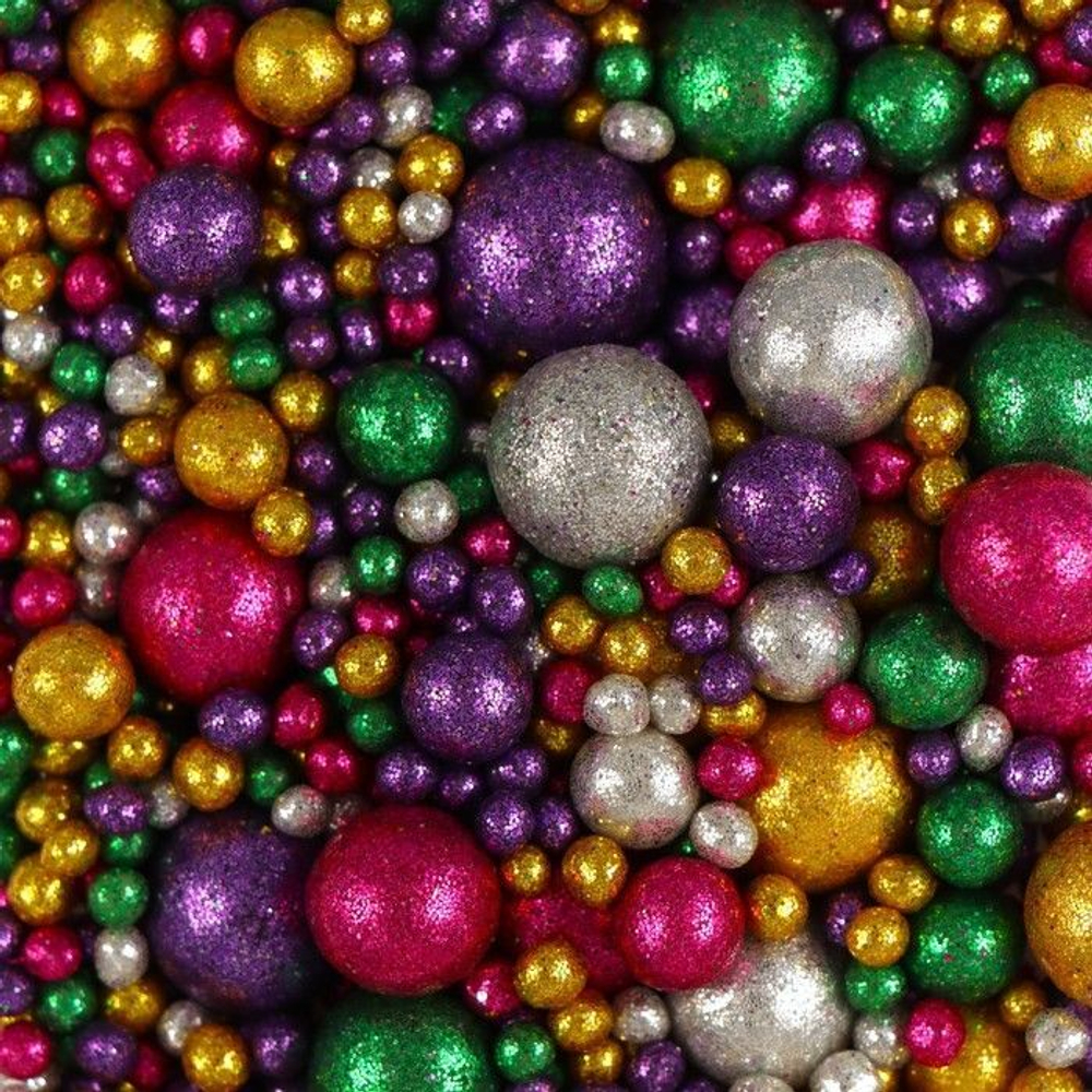Шарики кранч БЛЕСК зеленый, золото, сереб, фиолет, фуксия микс 50 гр.