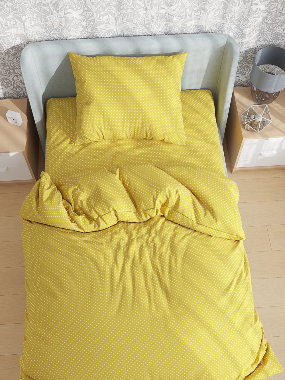 Постельное белье Сказка "Солнышко" 1,5-сп Наволочка 50х70 см 1 шт Простынь 150х215 см Пододеяльник 145х215 см, перкаль