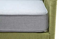 "Канны" кресло плетеное из роупа, каркас алюминий светло-серый (RAL7035) муар, роуп салатовый меланж круглый, ткань светло-серая